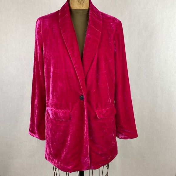 Endless Rose Jackets & Blazers - Endless Rose Blazer Jacket Hot Pink Velvet Single Breasted Oversized Size Medium